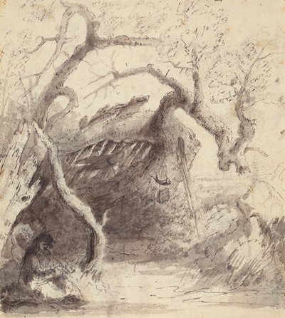 Indian Cabin on the Platte, c.1837 by Alfred Jacob Miller