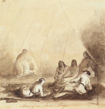 Interior of an Indian Lodge by Alfred Jacob Miller
