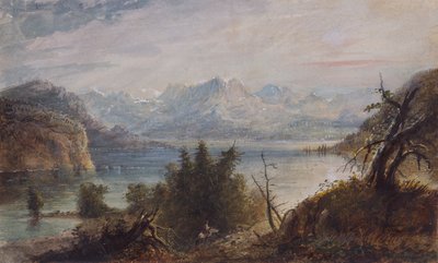 Lake, Wind River Chain of Mountains by Alfred Jacob Miller