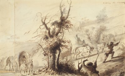 Landing the Charettes, c.1837 by Alfred Jacob Miller
