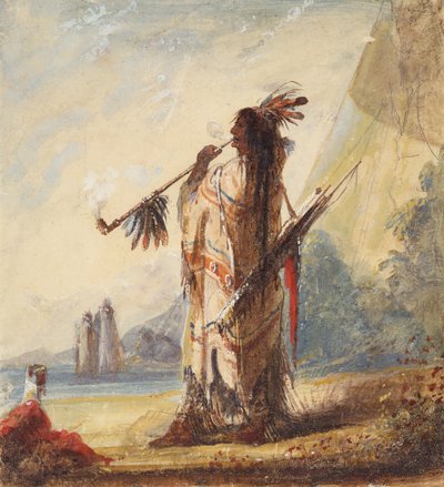 Otium Cum Dignitati Smoking the Calumet by Alfred Jacob Miller