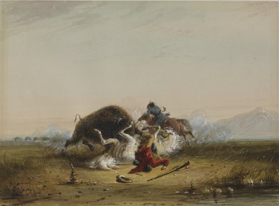Pierre and the Buffalo by Alfred Jacob Miller