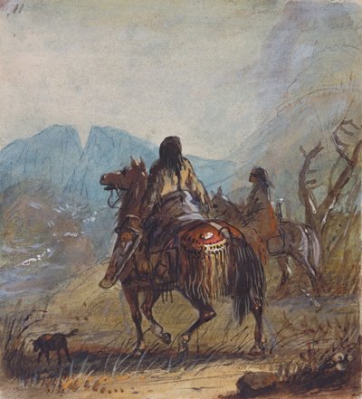 Sioux Women, Cut Rocks in the Distance by Alfred Jacob Miller