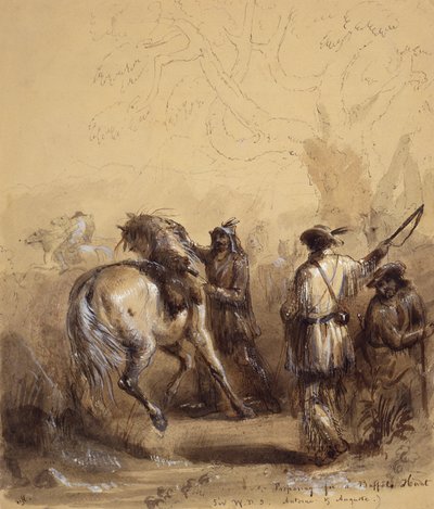 Sir W.D.S., Antoine and Auguste or Preparing for a Buffalo Hunt, c.1837 by Alfred Jacob Miller