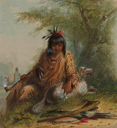 Snake Indian and His Dog by Alfred Jacob Miller