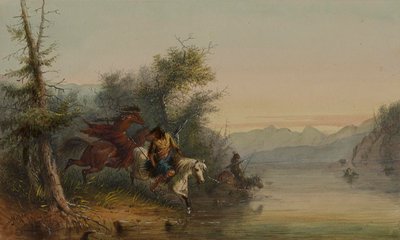 Snake Indians: Fording a River by Alfred Jacob Miller