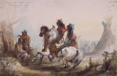 Trappers and Snake Indians Conversing by Signs, c.1837 by Alfred Jacob Miller