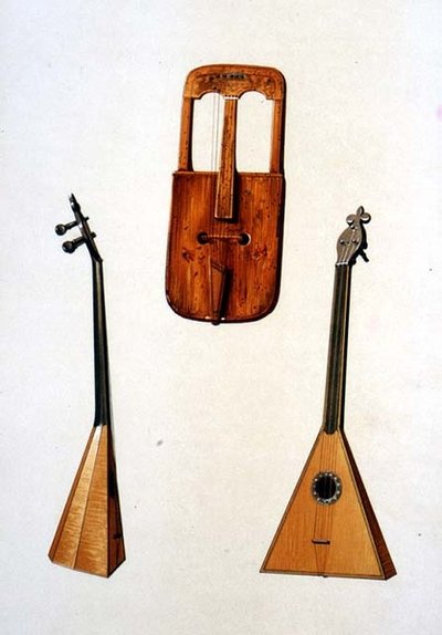 A Welsh Crwth and a Russian balalaika, from 