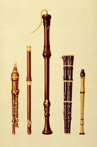 A Double Flageolet, a German Flute, a Bass Recorder, a Double Flageolet and a Recorder, from 