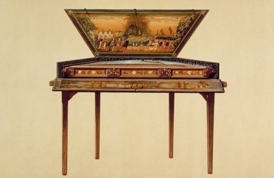 Hammered Dulcimer in a Painted Soundbox by Alfred James Hipkins