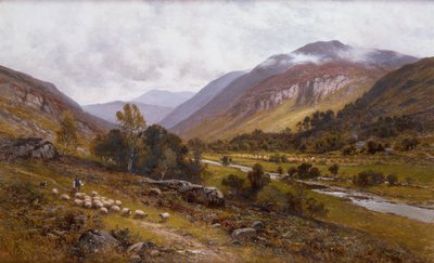 A River Valley with a Mountainous Landscape Beyond by Alfred Jr. Glendening
