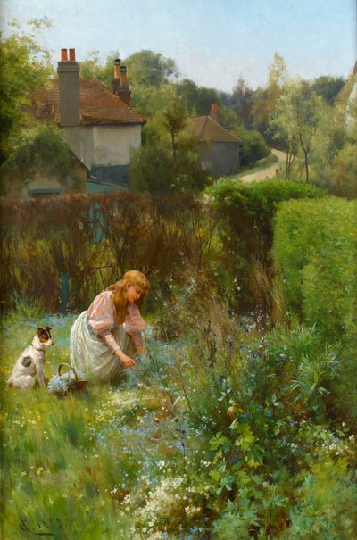 Picking Wild Flowers in the Hedgerow by Alfred, Jr. Glendening