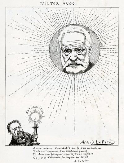 Caricature of Victor Hugo and Emile Zola by Alfred Le Petit