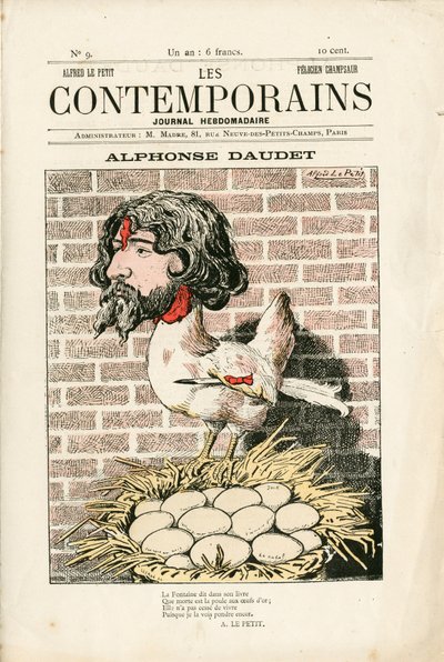 Cover of Les Contemporains, number 9, Satirical in Colors: Alphonse Daudet - Literature - Houle, Daudet Alphonse - Illustration by Alfred Le Pepetit by Alfred Le Petit