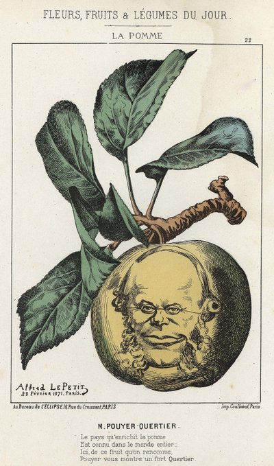 La Pomme: caricature on Pouyer-Quertier - illustration from 28/02/1871 in 