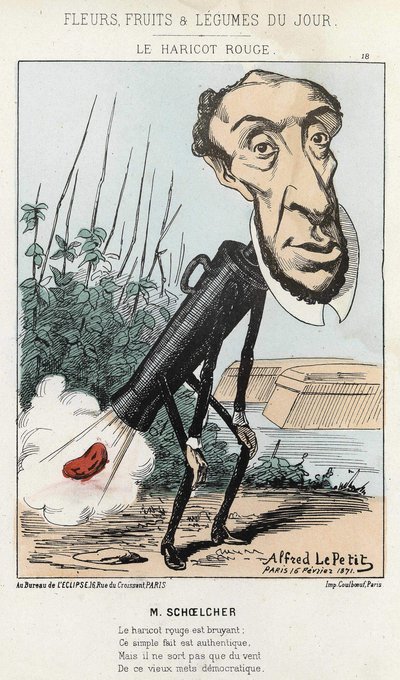 Le Bean Rouge: Caricature by Victor Schoelcher Represents in the Train of Peter a Bean (Fart) - Illustration of 16/02/1871 by Alfred Le Petit, in 