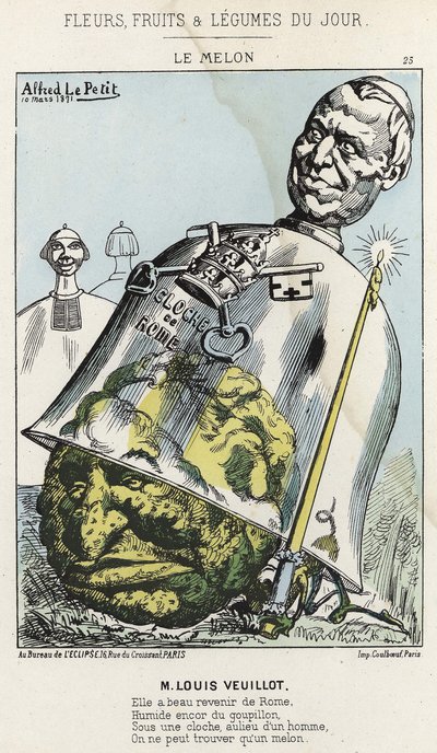 Le Melon: Cartoon on Louis Veuillot - illustration from 10/03/1871 in 