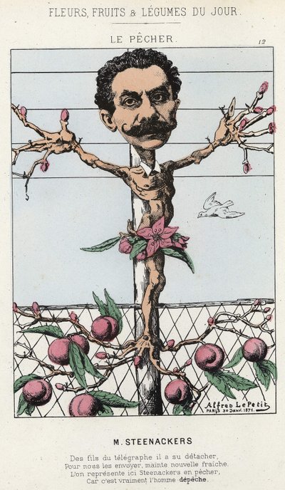 Le Pêcher: Cartoon on Steenackers - ill. from 