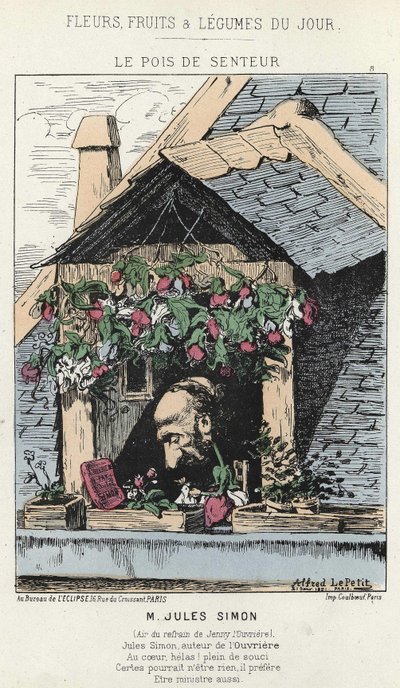 Le Peas de Fragreur: Caricature about Jules Simon (1814 - 1896) - Illustration from 12/01/1871 in 