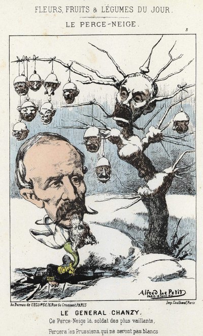 Le Perce-Neige: caricature about General Antoine Alfred Eugène Chanzy (1823-1883) - illustration from 15/01/1871 in 