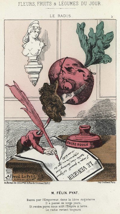 Le Radis: Cartoon on Félix Pyat (1810 - 1889) - Illustration of 02/02/1871 in 