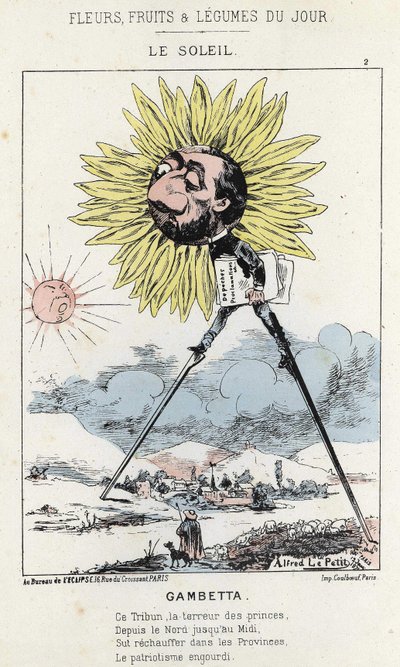 Le Soleil (sunflower): caricature on Gambetta (1838-1882) - ill. from 12/01/1871 in 
