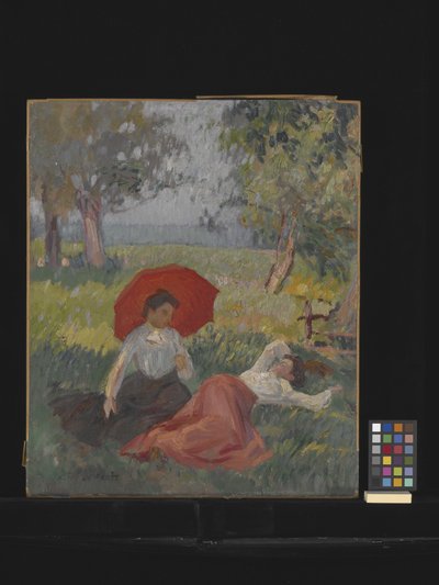 Two Women Resting In A Landscape by Alfred Le Petit