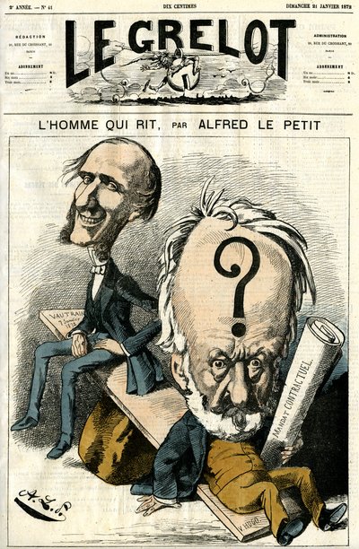Victor Hugo and The Man Who Laughs. Caricature by Alfred Le Petit