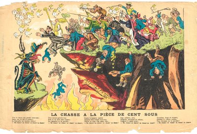 Flying Leaf, Satirical in Colors, circa 1878: Hunting a Hundred Sub Piece - Silver - Devil, Cures Illustration by Alfred Le Pete by Alfred Le Petit