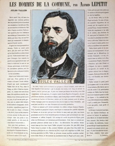 Jules Vallès, French Journalist, Author and Member of the Paris Commune, 1871 by Alfred Lepetit