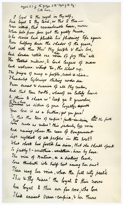 Original manuscript of the Epilogue to the Idylls of the King, c1872 by Alfred Lord Tennyson