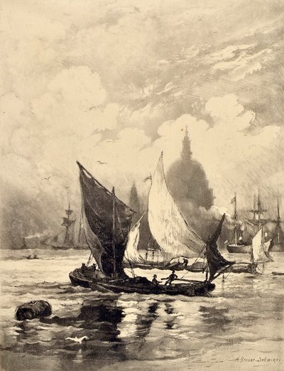 The Thames Below London Bridge by Alfred Louis Brunet Debaines