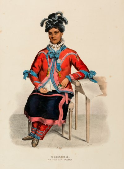 Tshusick. An Ojibway Woman, from History of the Indian Tribes of North America by Alfred M. Hoffy