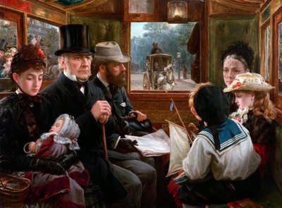 An Omnibus Ride to Piccadilly Circus Mr Gladstone Travelling with Ordinary Passengers by Alfred Morgan