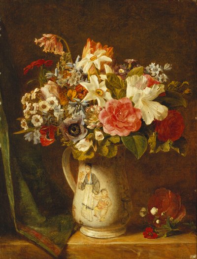 Roses, Narcissi and Other Flowers in a Vase by Alfred Morgan