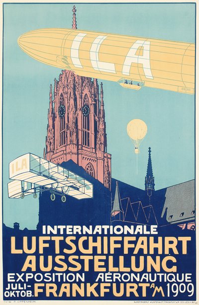 Advertising poster for the 1909 International Ballooning Exhibition in Frankfurt by Alfred Nathaniel Oppenheim
