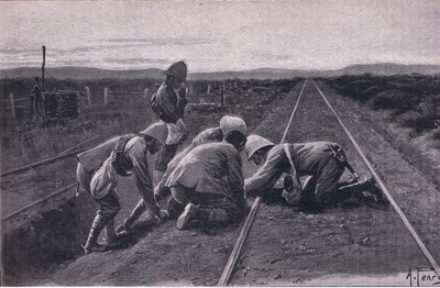 Our troops blowing up a military railway north of Bloemfontein by Alfred Pearse