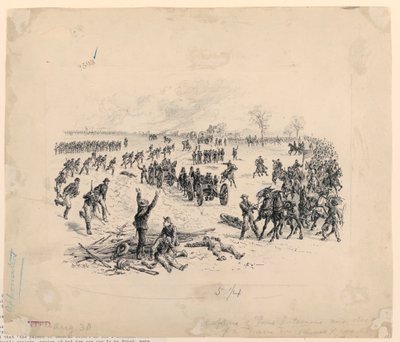 Capture of Guns and Destruction of a Confederate Wagon Train by Alfred R. Waud