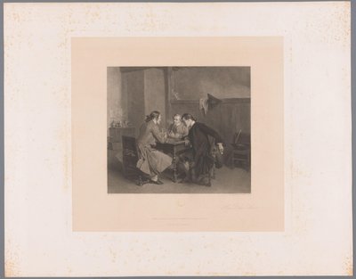 Interior with Three Smoking Men at a Table by Alfred Revel