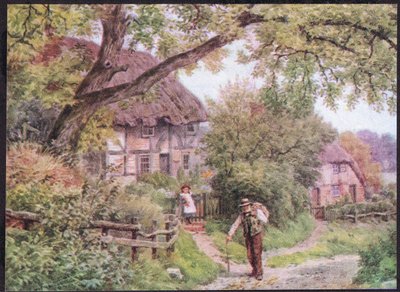 A by Lane at Houghton, Suffolk, from The Cottages and the Village Life of Rural England published by Dent & Sons Limited, 1912 by Alfred Robert Quinton