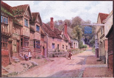 Houses formerly occupied by weavers, Kersey, Suffolk, from The Cottages and the Village Life of Rural England by Alfred Robert Quinton