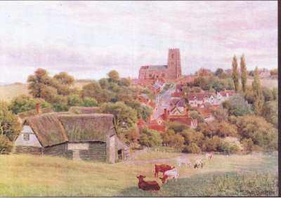 The Church on the Hill, Kersey, Suffolk, from The Cottages and the Village Life of Rural England published by Dent & Sons Limited, 1912 by Alfred Robert Quinton