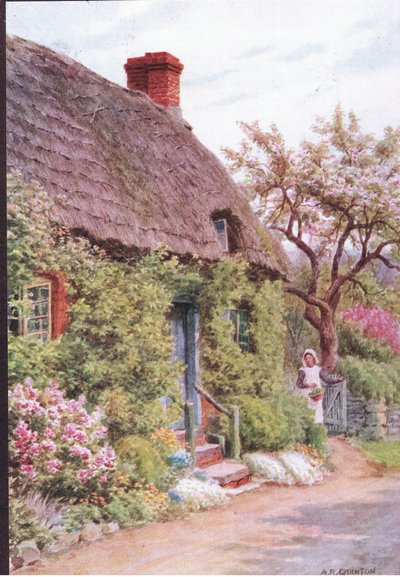 The Cottage Door, Elmley Castle, Worcester, from The Cottages and the Village Life of Rural England published by Dent & Sons Limited by Alfred Robert Quinton