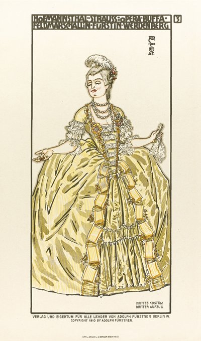 Costume Design for the opera Der Rosenkavalier by Richard Strauss by Alfred Roller