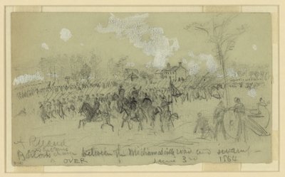 Barlow and Gibbons Charge Between the Mechanicsville Road and Swamp by Alfred Rudolph Waud