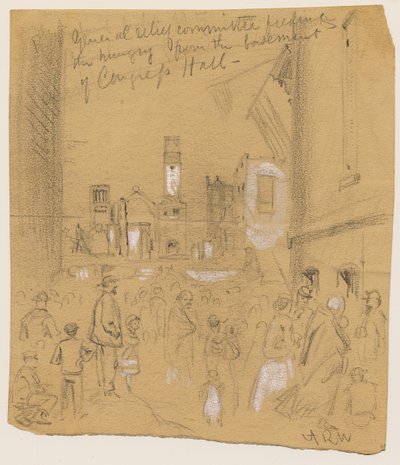 General Relief Committee Feeding the Hungry from the Basement of Congress Hall during the Chicago Fire of 1871 by Alfred Rudolph Waud