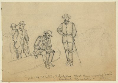 Grant writing telegram that the Army had crossed Rapidan by Alfred Rudolph Waud