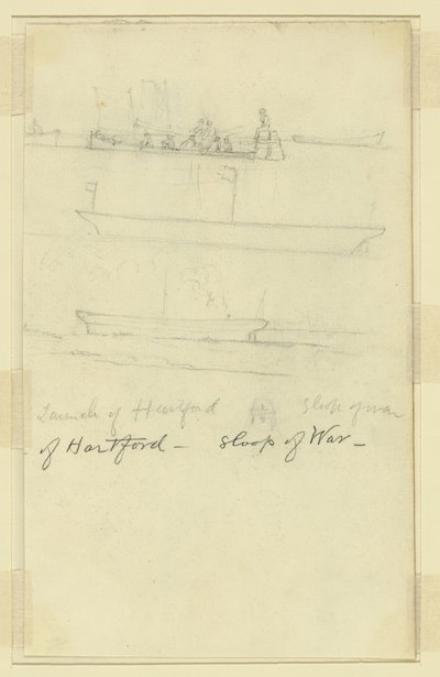 Launch of Hartford, Sloop of War by Alfred Rudolph Waud