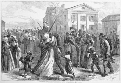 Mustered Out Colored Volunteers at Little Rock, Arkansas, from Harpers Weekly, 1866 by Alfred Rudolph Waud