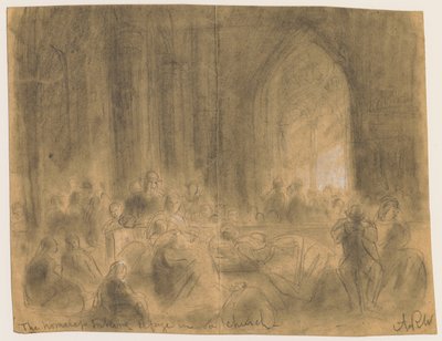 The homeless taking refuge in a church during the Chicago Fire of 1871 by Alfred Rudolph Waud
